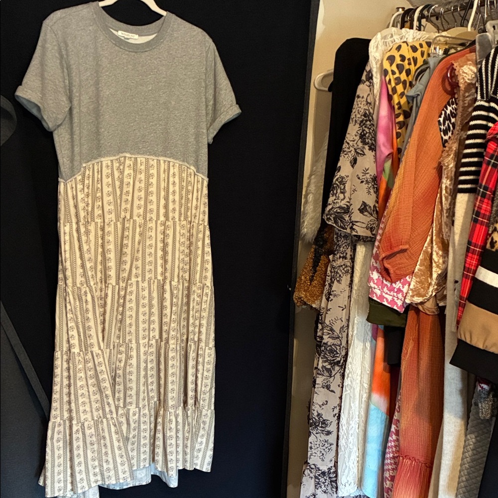 Wishlist Two-Tone Maxi Dress in Gray and Cream